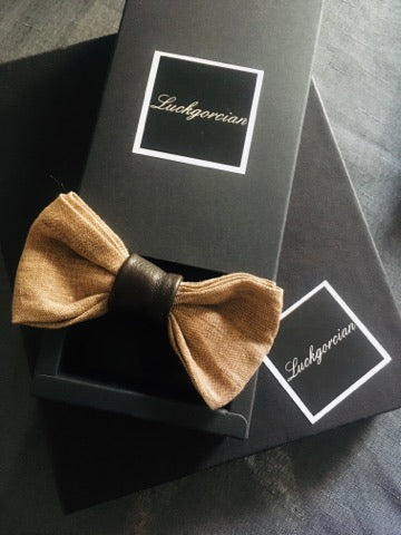 Linen&leather bow tie
