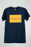 Limited edition blue short sleeved t-shirt for men in flock print COLOR YELLOW